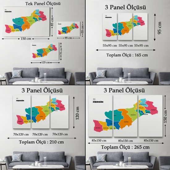Mersin İli ve İlçeler Haritası Dekoratif Kanvas Tablo 1418 Mersin İli ve İlçeler Haritası Dekoratif Kanvas Tablo 1418