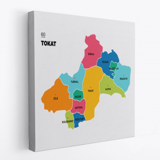 Tokat İli ve İlçeler Haritası Dekoratif Kanvas Tablo 1466 Tokat İli ve İlçeler Haritası Dekoratif Kanvas Tablo 1466