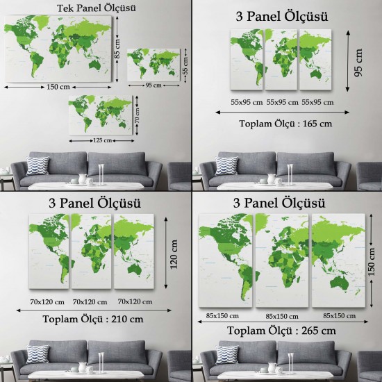 Dünya Haritası Dekoratif Kanvas Tablo 1057