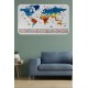Ülke Bayraklı Eğitici Başkent Detaylı Atlası Dekoratif Dünya Haritası Duvar Sticker 