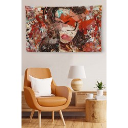 Duvar Örtüsü Güzel Kadın Kaliteli Kanvas Duvar Halısı