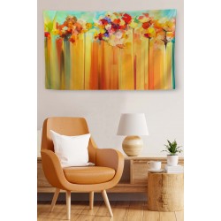 Duvar Örtüsü Çiçekler Yağlıboya Görünümlü Kaliteli Kanvas Duvar Halısı