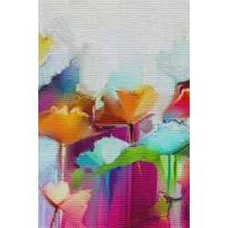 Duvar Örtüsü Çiçekler Yağlıboya Görünümlü Kaliteli Kanvas Duvar Halısı