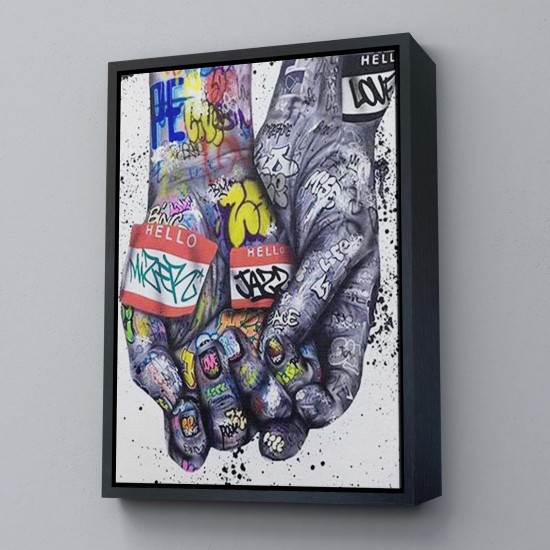 Banksy Tarzı Kanvas Duvar Sanatı, Graffiti El Duvar Posteri Kanvas Tablo Banksy Tarzı Kanvas Duvar Sanatı, Graffiti El Duvar Posteri Kanvas Tablo