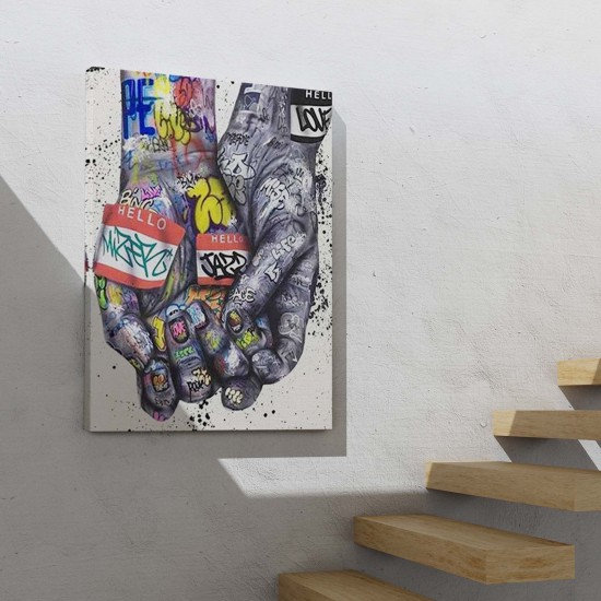 Banksy Tarzı Kanvas Duvar Sanatı, Graffiti El Duvar Posteri Kanvas Tablo Banksy Tarzı Kanvas Duvar Sanatı, Graffiti El Duvar Posteri Kanvas Tablo