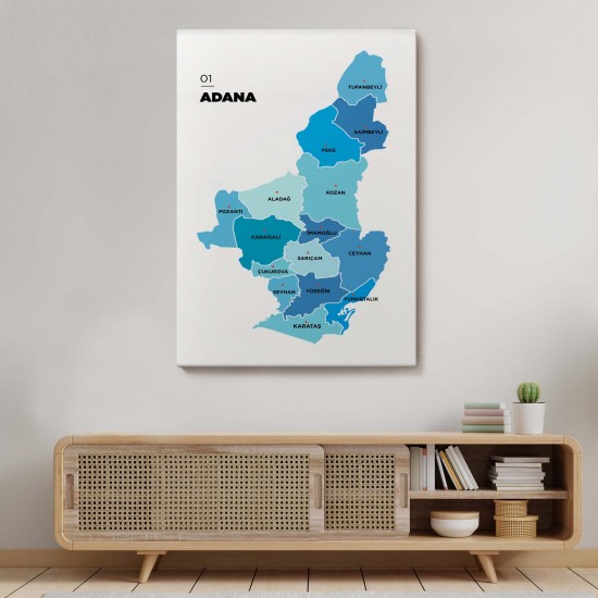Adana İli ve İlçeler Haritası Dekoratif Kanvas Tablo 1247 Adana İli ve İlçeler Haritası Dekoratif Kanvas Tablo 1247