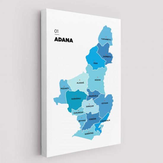 Adana İli ve İlçeler Haritası Dekoratif Kanvas Tablo 1247 Adana İli ve İlçeler Haritası Dekoratif Kanvas Tablo 1247