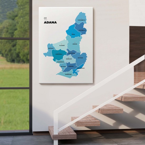 Adana İli ve İlçeler Haritası Dekoratif Kanvas Tablo 1247 Adana İli ve İlçeler Haritası Dekoratif Kanvas Tablo 1247