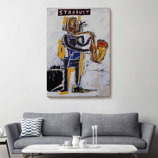 Jean Michel Basquiat Stardust Saksafon Kanvas Tablo, Sokak sanatı, Pop Art