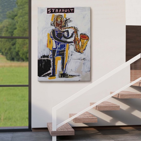 Jean Michel Basquiat Stardust Saksafon Kanvas Tablo, Sokak sanatı, Pop Art