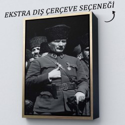 Atatürk Portre Tablosu Mustafa Kemal Atatürk Dikdörtgen Dekoratif Kanvas Tablo