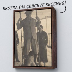 Atatürk Portre Tablosu Mustafa Kemal Atatürk Dikdörtgen Dekoratif Kanvas Tablo
