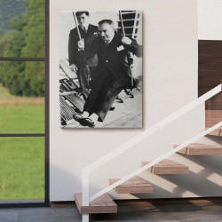 Atatürk Portre Tablosu Mustafa Kemal Atatürk Dikdörtgen Dekoratif Kanvas Tablo