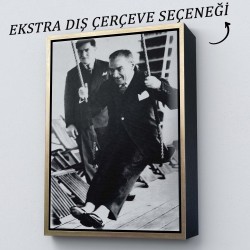 Atatürk Portre Tablosu Mustafa Kemal Atatürk Dikdörtgen Dekoratif Kanvas Tablo