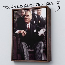 Atatürk Portre Tablosu Mustafa Kemal Atatürk Dikdörtgen Dekoratif Kanvas Tablo