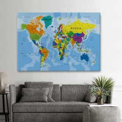 Detaylı Dünya Haritası Kanvas Tablo 1019