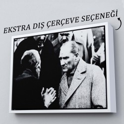Atatürk Portre Tablosu Mustafa Kemal Atatürk Dikdörtgen Dekoratif Kanvas Tablo