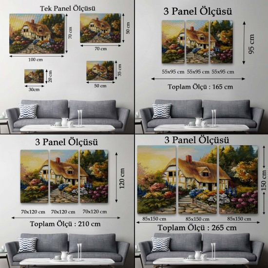 Bahçeli Orman Evi Yağlıboya Dekoratif Kanvas Duvar Tablosu Bahçeli Orman Evi Yağlıboya Dekoratif Kanvas Duvar Tablosu
