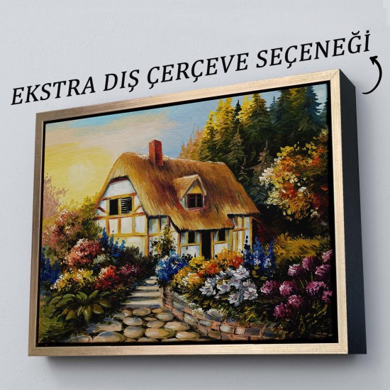 Bahçeli Orman Evi Yağlıboya Dekoratif Kanvas Duvar Tablosu Bahçeli Orman Evi Yağlıboya Dekoratif Kanvas Duvar Tablosu