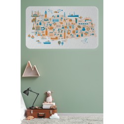 Eğitici ve Öğretici Dekoratif Çocuk Odası Türkiye Haritası Duvar Sticker 100 x 65 cm